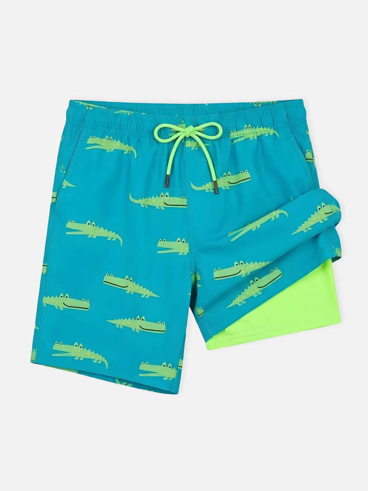 Men's Slim Fit Tropical Print Swim Trunks Eleven Oasis