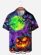 Men's Haunted Pumpkin Moon Short Sleeve Shirt 
