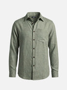 Men's Textured Linen-Look Pocket Long Sleeve Shirt Eleven Oasis