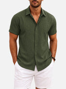 Men's Linen Cotton Blend Short Sleeve Shirt ElevenOasis