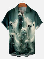 Halloween Scary Ghosts Men's Short Sleeve Pocket ShirtMens short sleeve shirts Big and tall Mens shirts Short sleeve shirts for men Mens 4xl shirts Casual short sleeve shirts