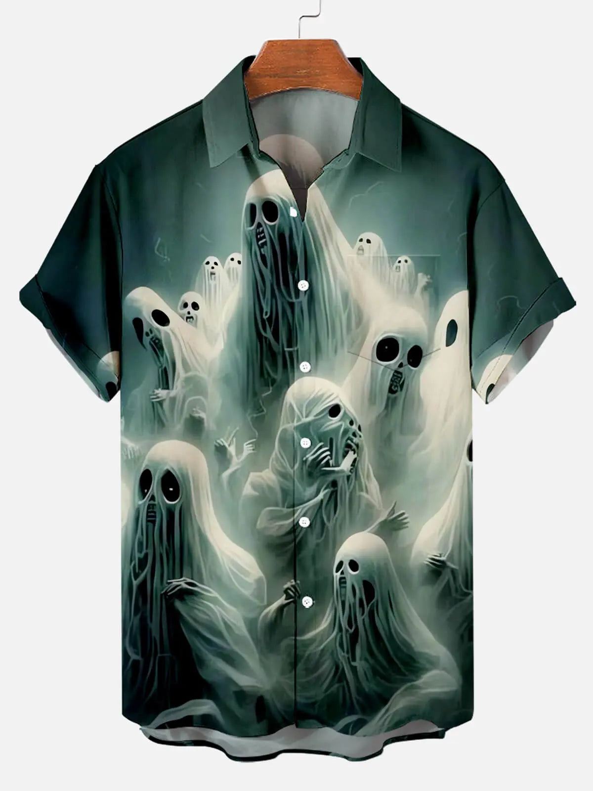 Halloween Scary Ghosts Men's Short Sleeve Pocket ShirtMens short sleeve shirts Big and tall Mens shirts Short sleeve shirts for men Mens 4xl shirts Casual short sleeve shirts