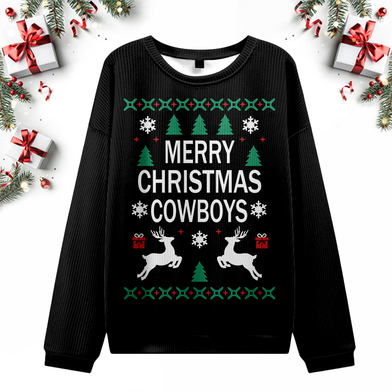 Merry Christmas Cowboys Ugly Christmas Sweater Eleven Oasis