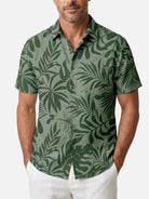 Men's Tropical Leaf Pattern Short Sleeve Shirt Eleven Oasis