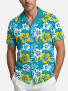 Men's Tropical Vibrant Hibiscus Short Sleeve Shirt Eleven Oasis