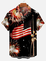 Firework Flag Pattern Men's Short Sleeve ShirtMens short sleeve shirts Big and tall Mens shirts Short sleeve shirts for men Mens 4xl shirts Casual short sleeve shirts