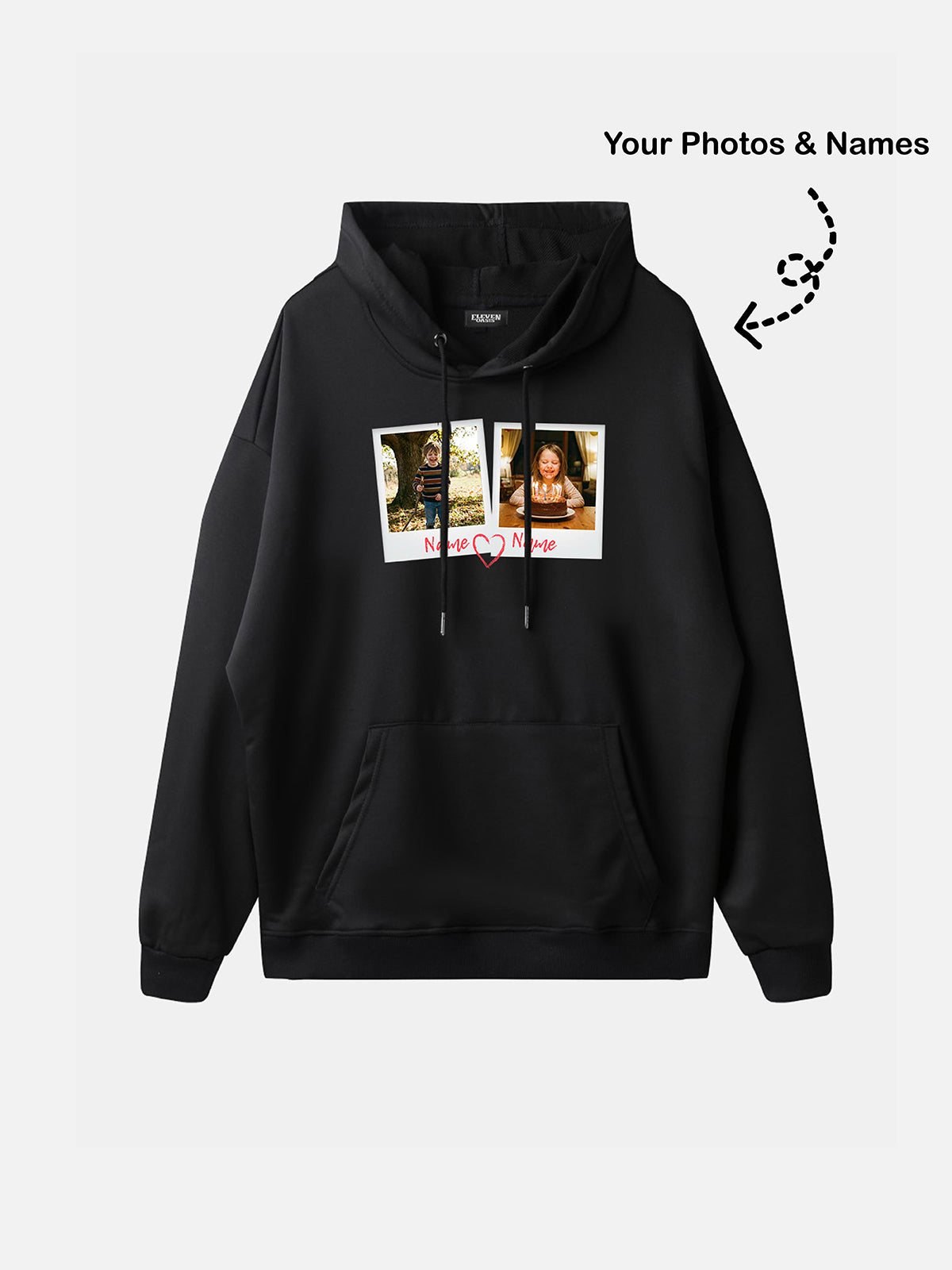 Custom Photos & Names Hoodie Eleven Oasis
