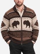 Men's Bison Fair Isle Slim Fit Zip-Up Sweater Eleven Oasis