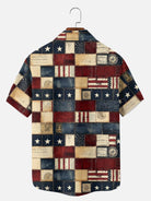 Men's Vintage Patchwork Americana Short Sleeve Shirt ElevenOasis
