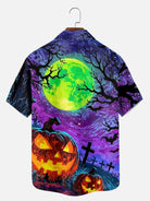 Men's Haunted Pumpkin Moon Short Sleeve Shirt 