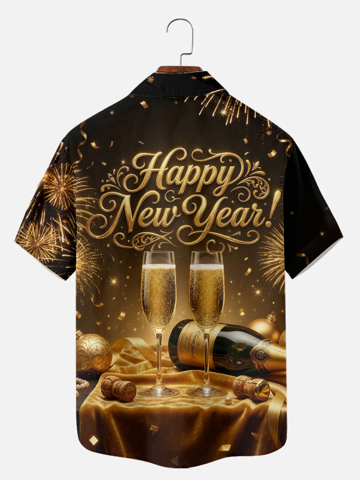 Tall Men's New Year Champagne Celebration Short Sleeve Shirt Eleven Oasis