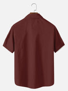 Men's Striped with Space-Age Stars Casual Short Sleeve Shirt ElevenOasis