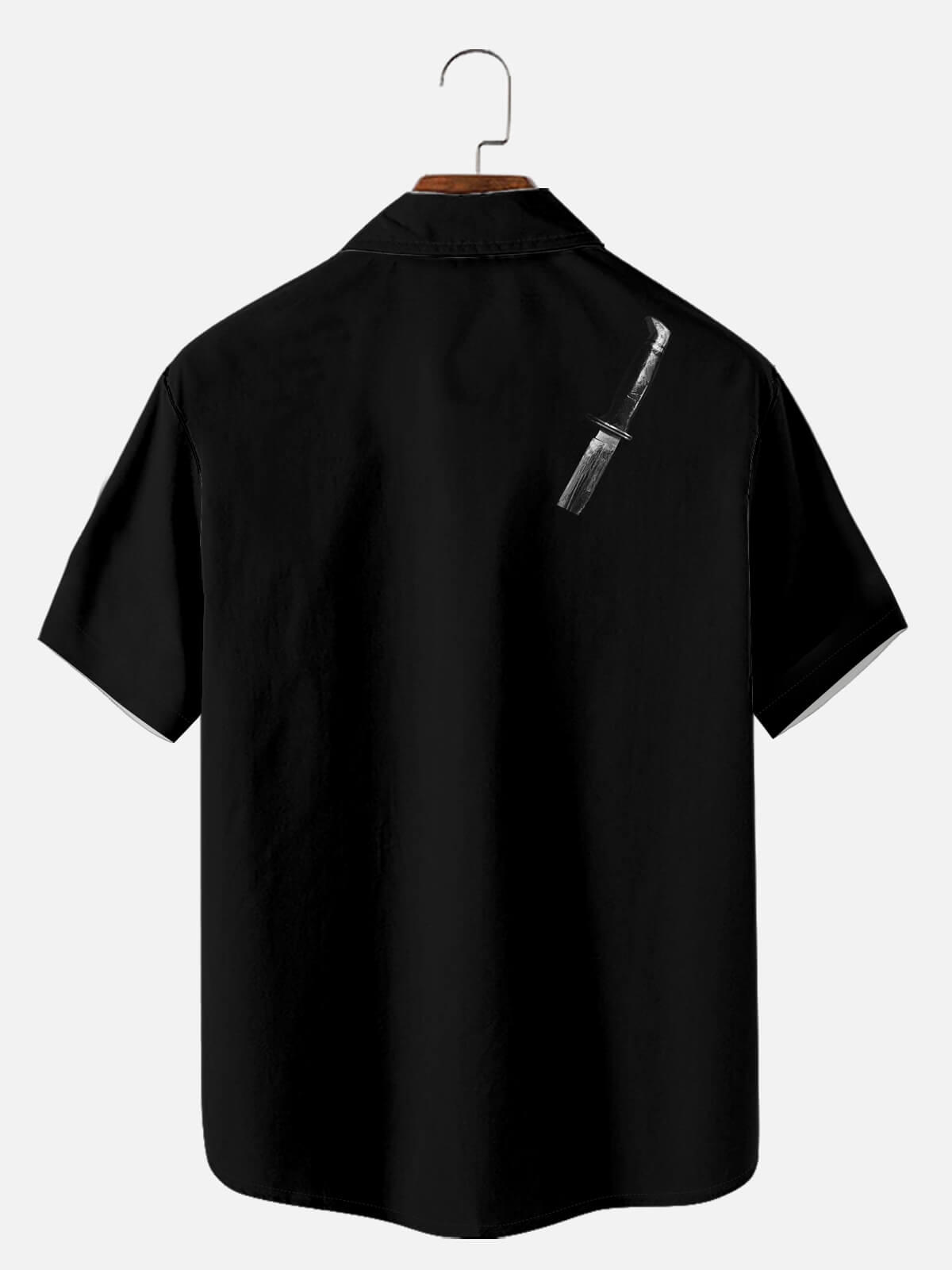 Tall Men's Ghost Face Stripe Halloween Short Sleeve Shirt Eleven Oasis