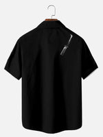 Tall Men's Ghost Face Stripe Halloween Short Sleeve Shirt Eleven Oasis