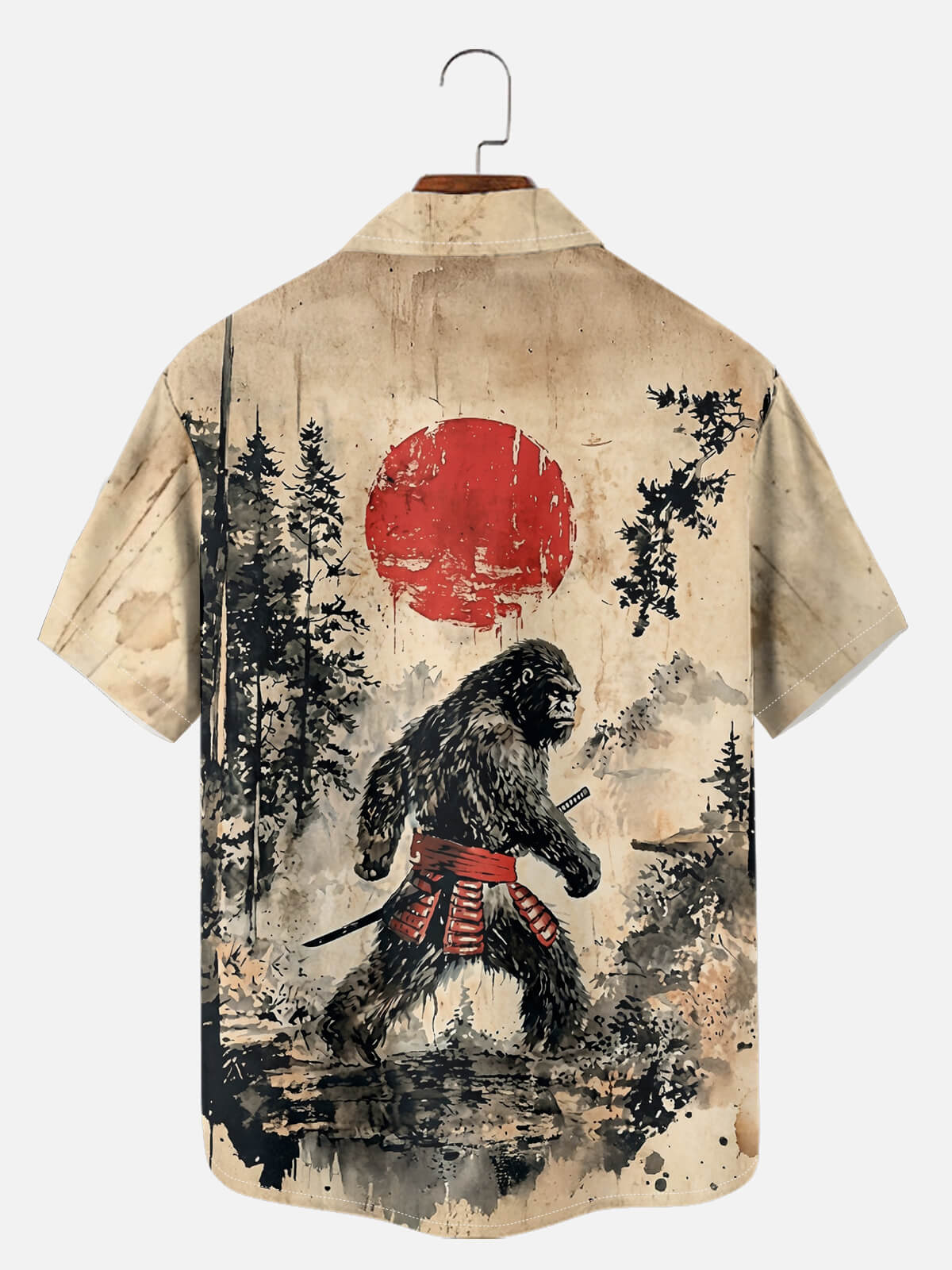 Men's Japanese Samurai Sasquatch Short Sleeve Shirt Eleven Oasis