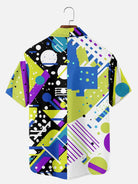 Men's Trapper Keeper Inspired Colorful  Geometric Shapes Short Sleeve Shirt ElevenOasis