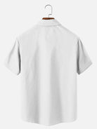 Tall Men's Casual Linen-Feel Printed Solid Color Button Short Sleeve Shirt ElevenOasis