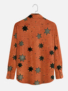 Men's Vintage Circus Print with Crocodile and Monkey Long Sleeve Shirt?