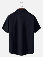 Men¡¯s Skyline Stripe Bowling Short Sleeve Shirt Eleven Oasis