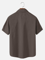 Men's Classic Striped Bowling Style Short Sleeve Shirt ElevenOasis