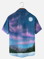 Tall Men's T-Rex Santa Aurora Borealis Short Sleeve Shirt Eleven Oasis