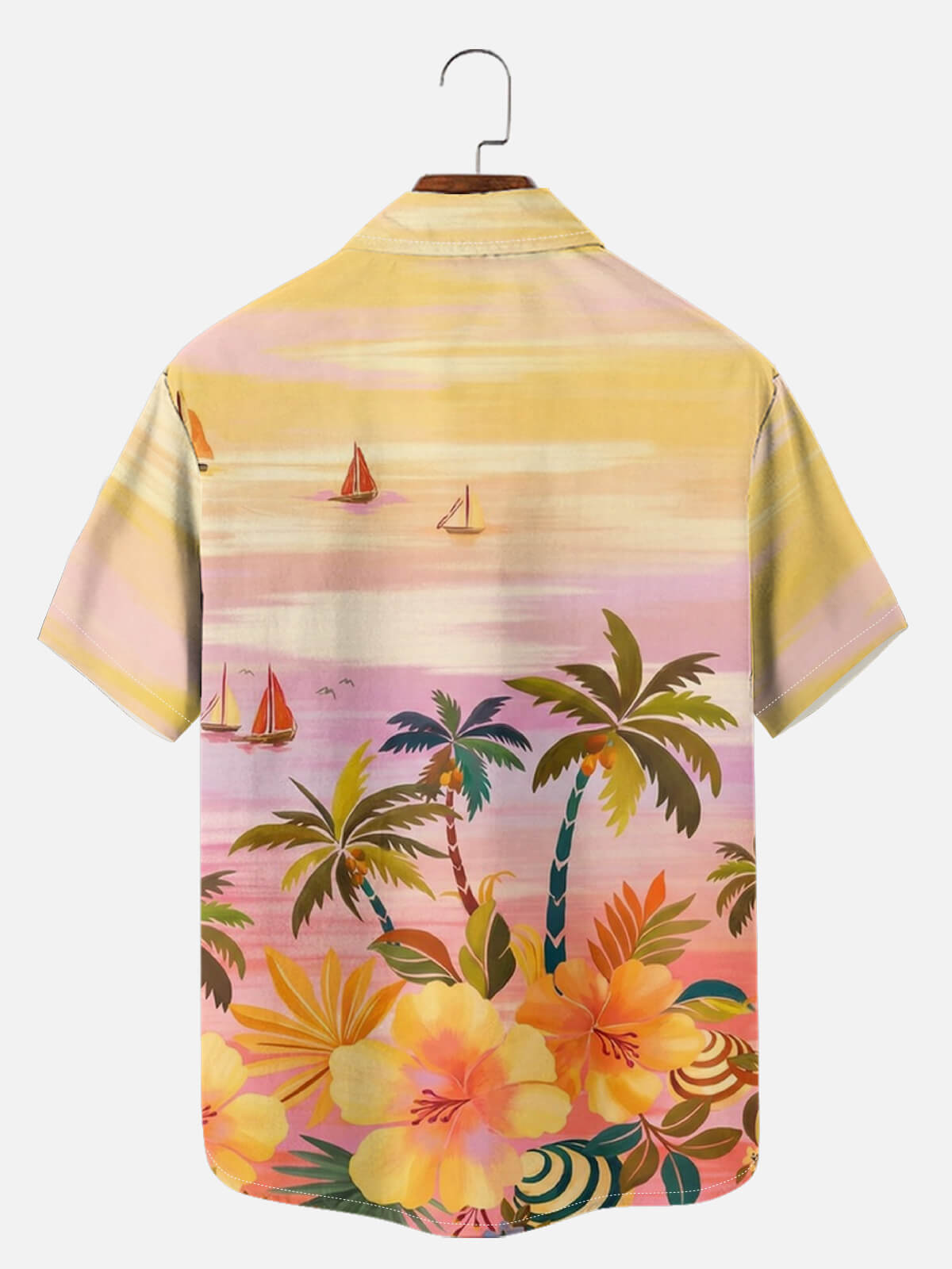 Tall Men's Sunset Sailboat Short Sleeve Shirt