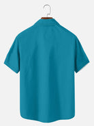 Tall Men's Casual Linen-Feel Printed Solid Color Button Short Sleeve Shirt ElevenOasis