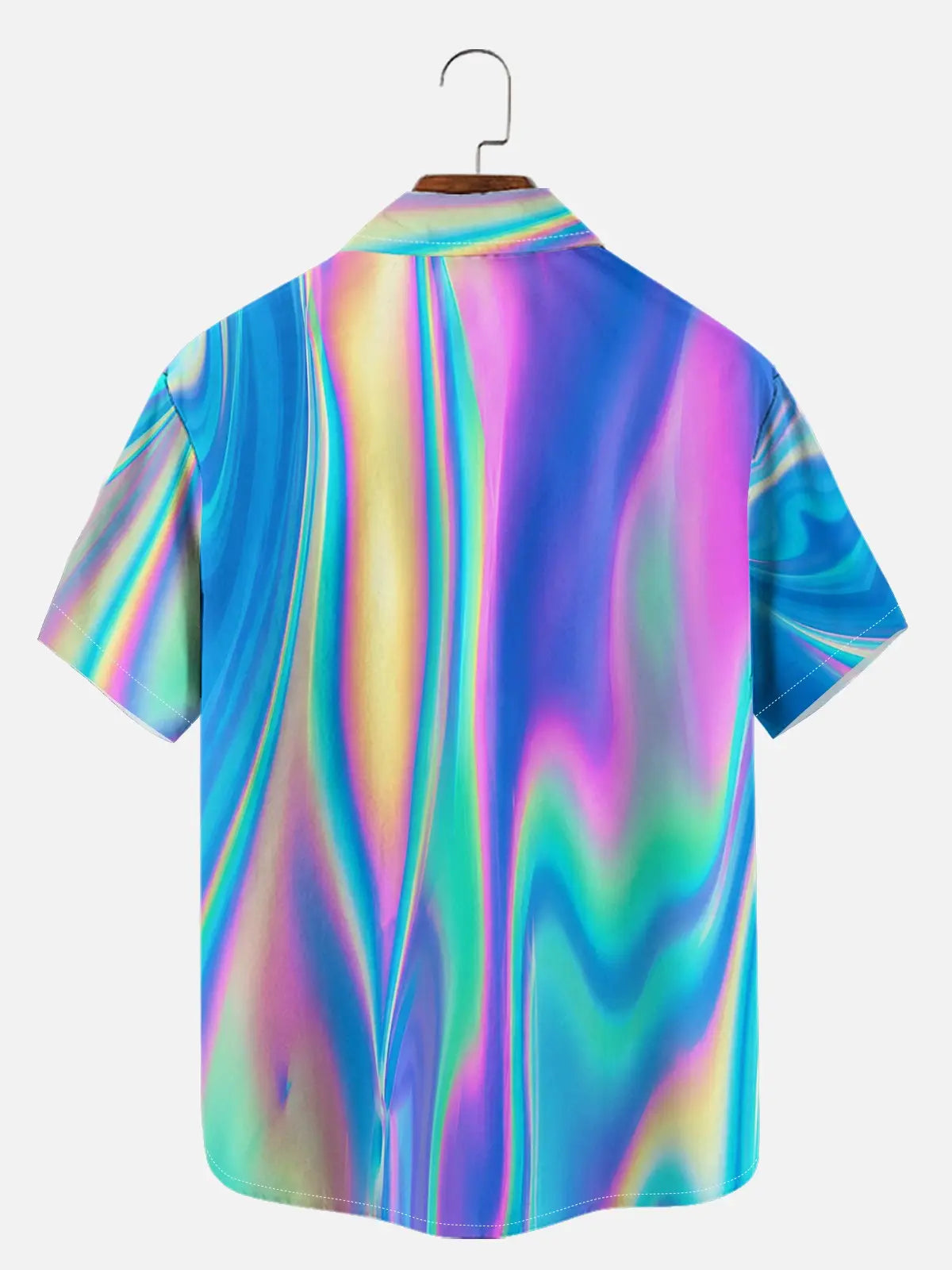 Men's Casual Blue Iridescent Short Sleeve Shirt ElevenOasis
