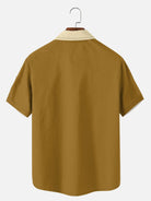 Men's Color-block Striped Casual Breathable Bowling Short Sleeve Shirt ElevenOasis