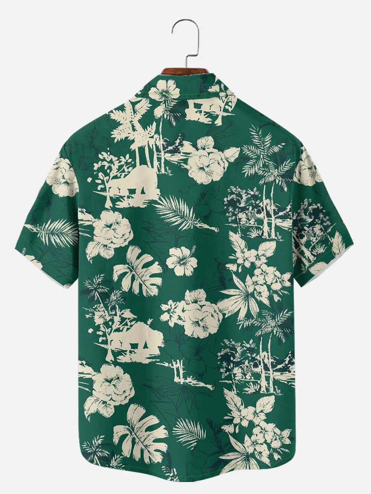 Tall Men's Hawaiian Palm Landscape Floral Print Short Sleeve Shirt Eleven Oasis