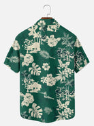 Tall Men's Hawaiian Palm Landscape Floral Print Short Sleeve Shirt Eleven Oasis