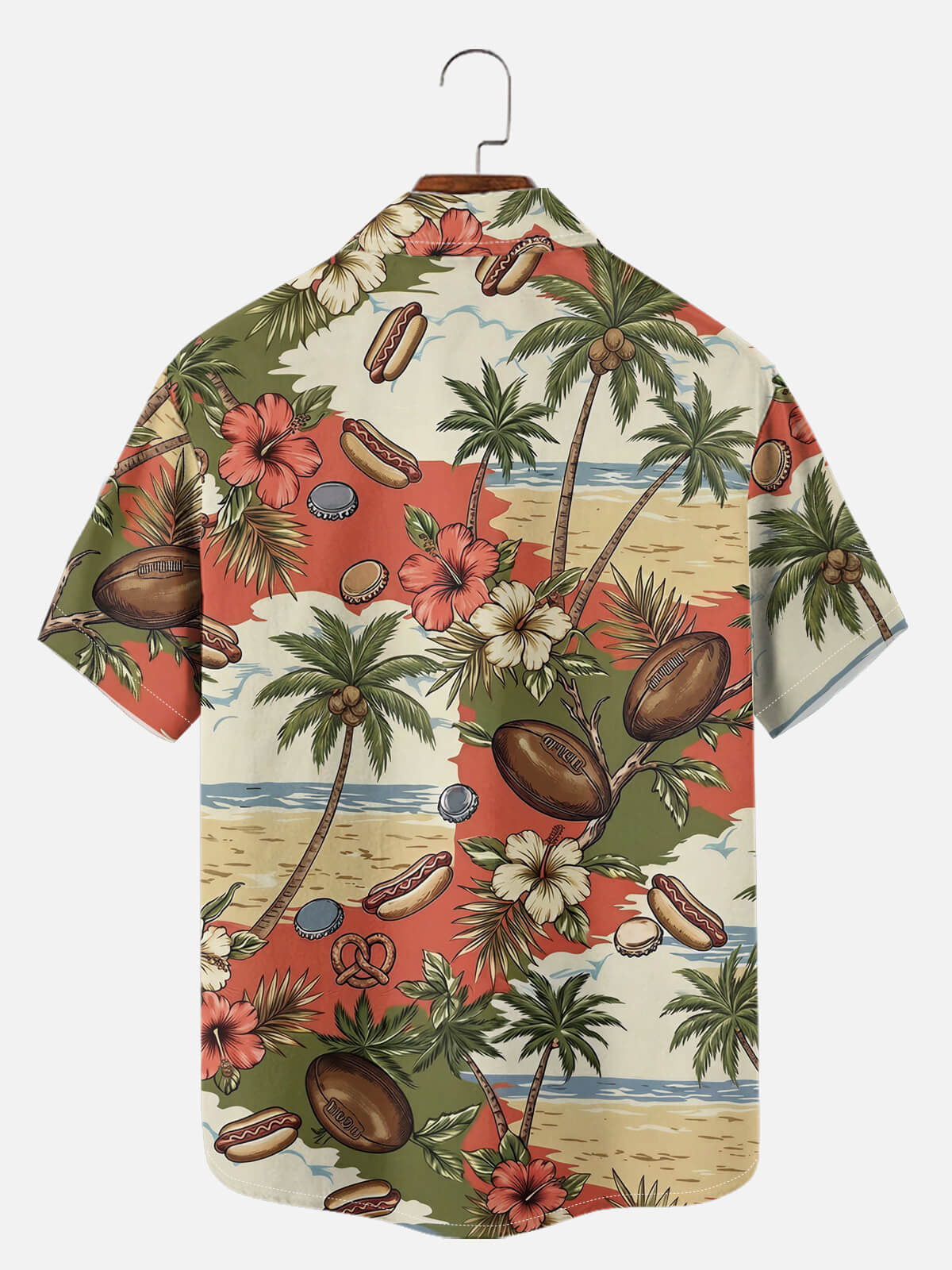 Tall Men's Tropical Retro Football Short Sleeve Shirt Eleven Oasis