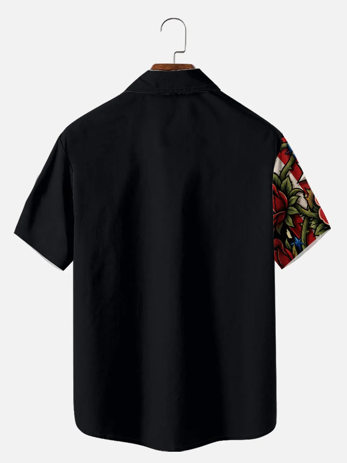 Men's Patriotic Rose Fireworks Short Sleeve Shirt Eleven Oasis
