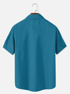 Men's Striped with Space-Age Stars Casual Short Sleeve Shirt ElevenOasis
