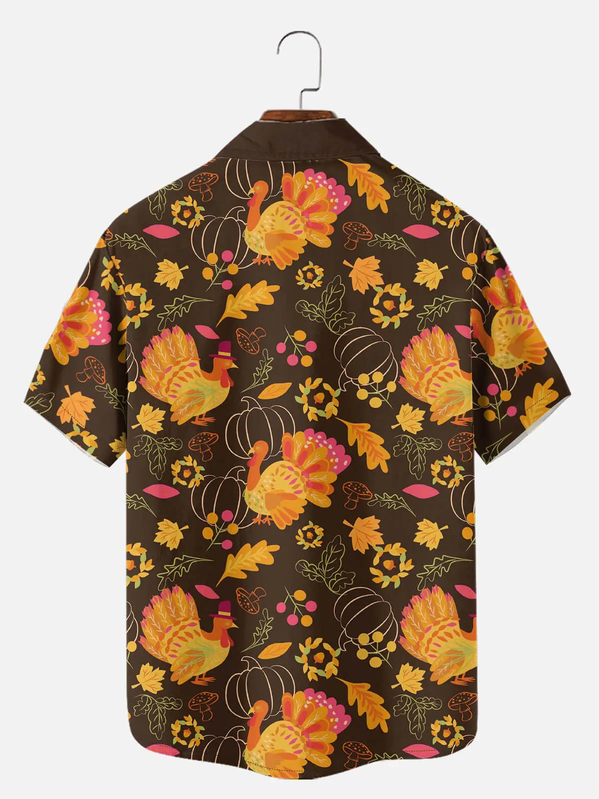Tall Men's Thanksgiving Turkey All Over Print Short Sleeve Shirt ElevenOasis