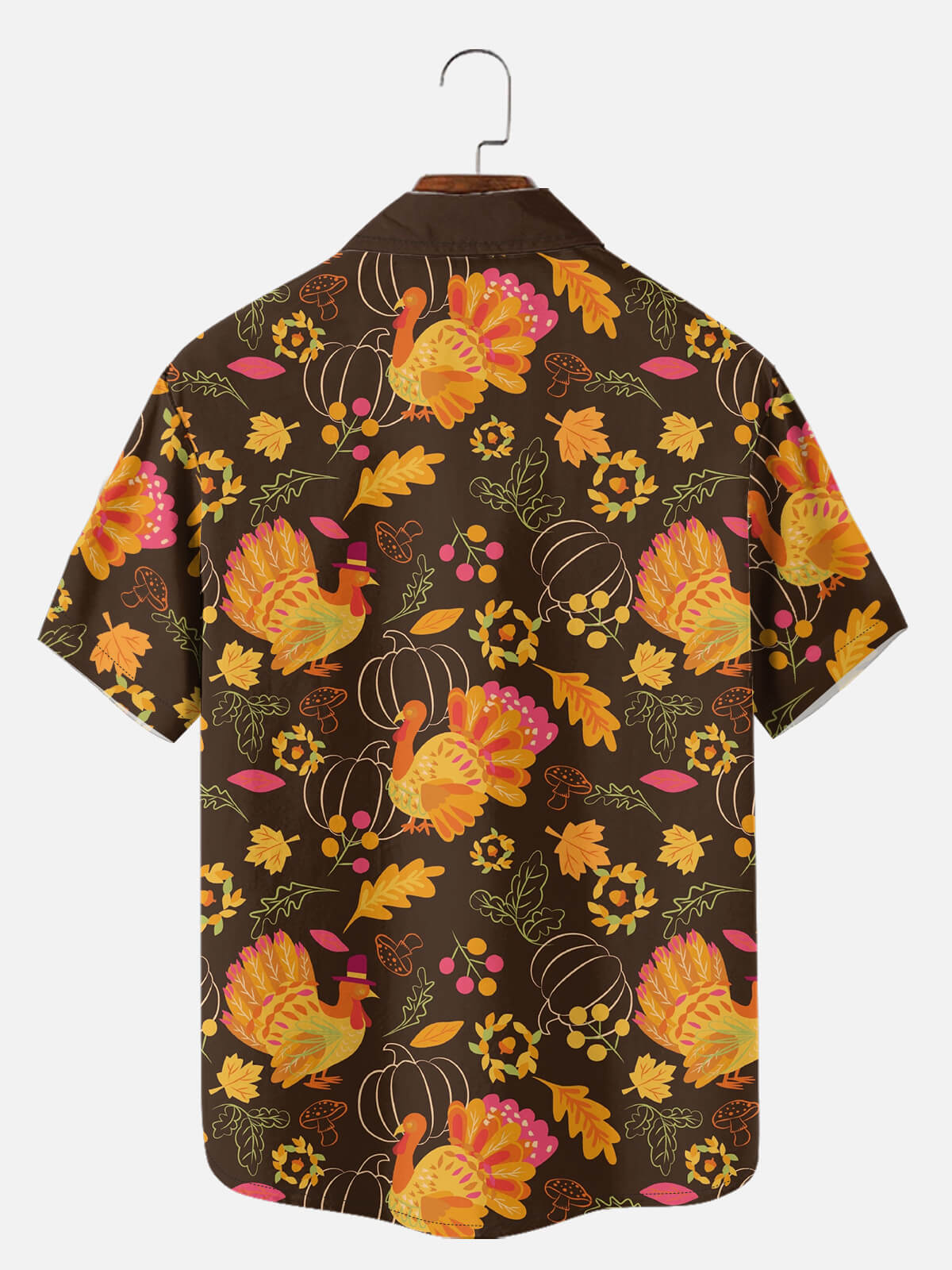 Tall Men's Thanksgiving Turkey All Over Print Short Sleeve Shirt Eleven Oasis