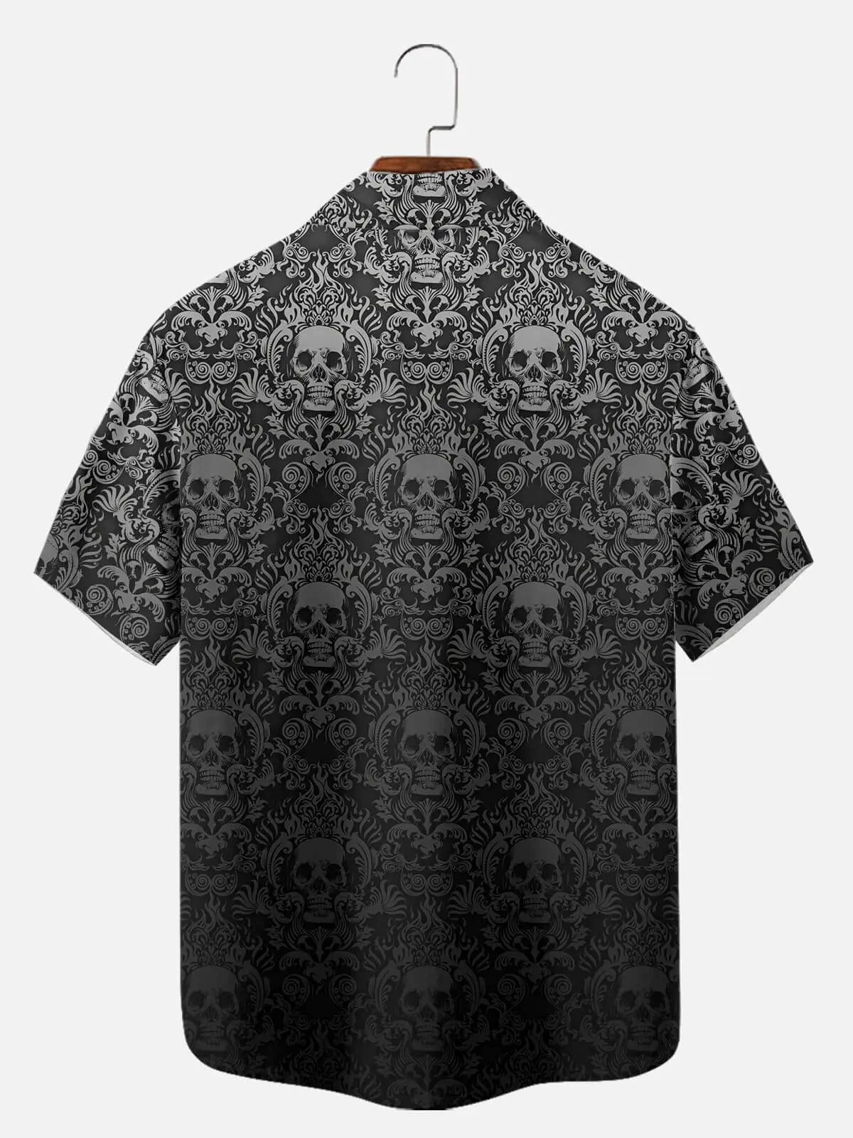 Men's Gothic Skull Pattern Short Sleeve Shirt ElevenOasis