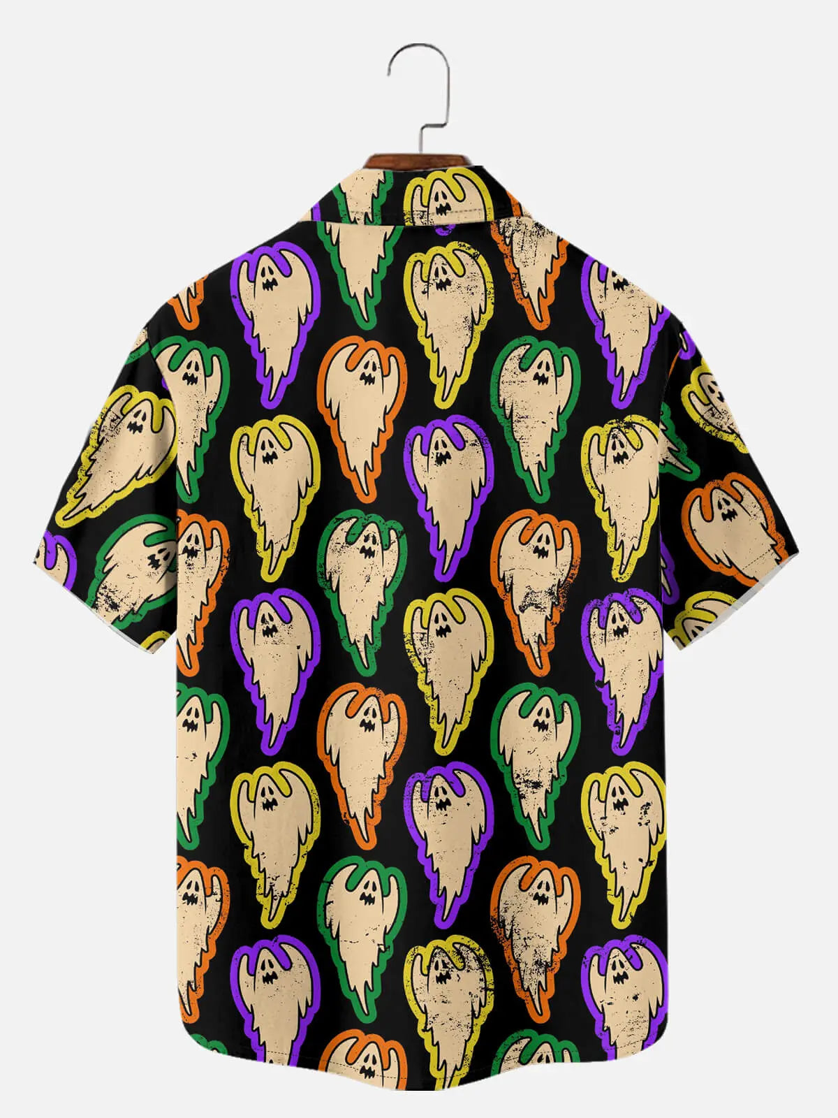 Tall Men's Retro Ghost Pattern Short Sleeve Shirt Eleven Oasis