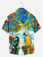 Men's Tropical Parrot Print Short Sleeve Shirt Eleven Oasis