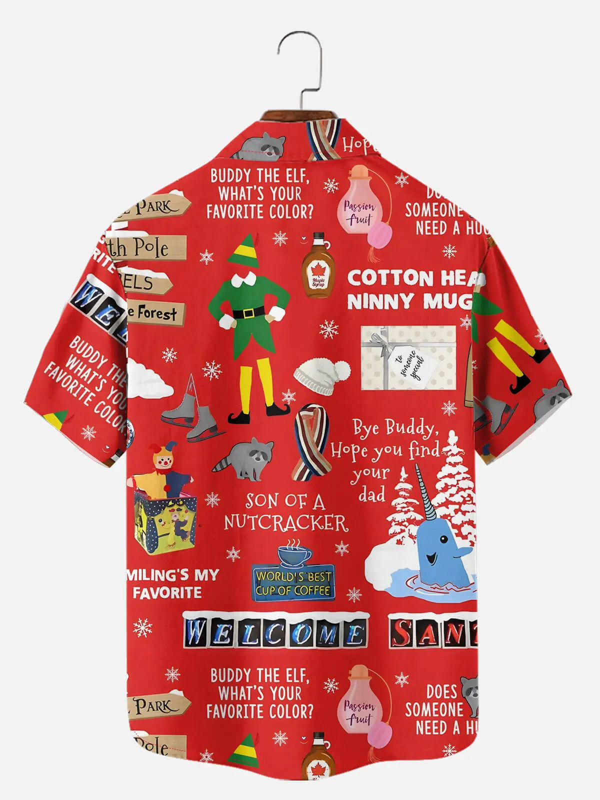 Men's Buddy the Elf Quote Print Short Sleeve Shirt 