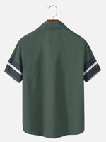 Men¡¯s Classic Pinstripe Bowling Short Sleeve Shirt Eleven Oasis
