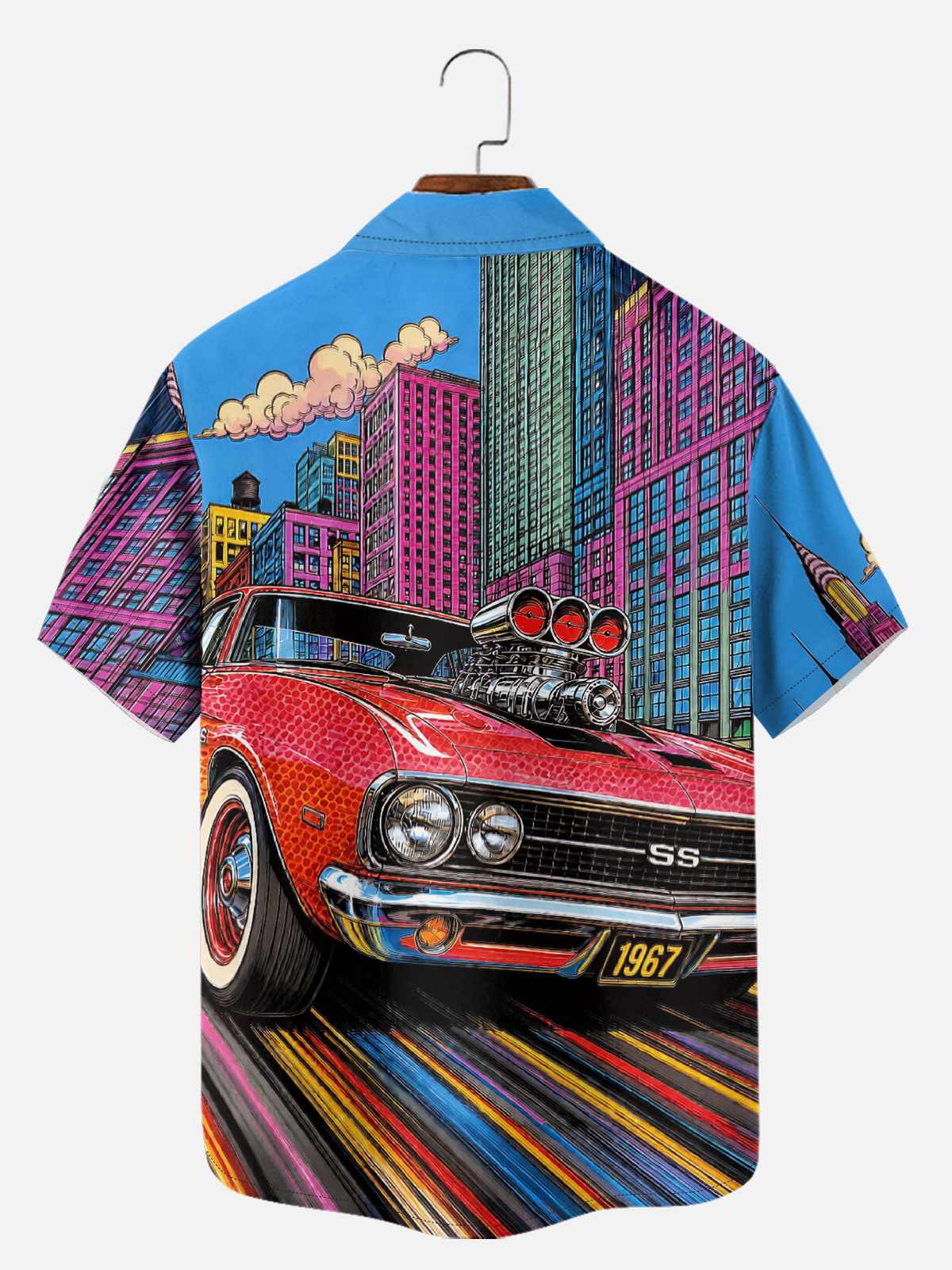 Men's Supercharged Muscle Car City Short Sleeve Shirt Eleven Oasis