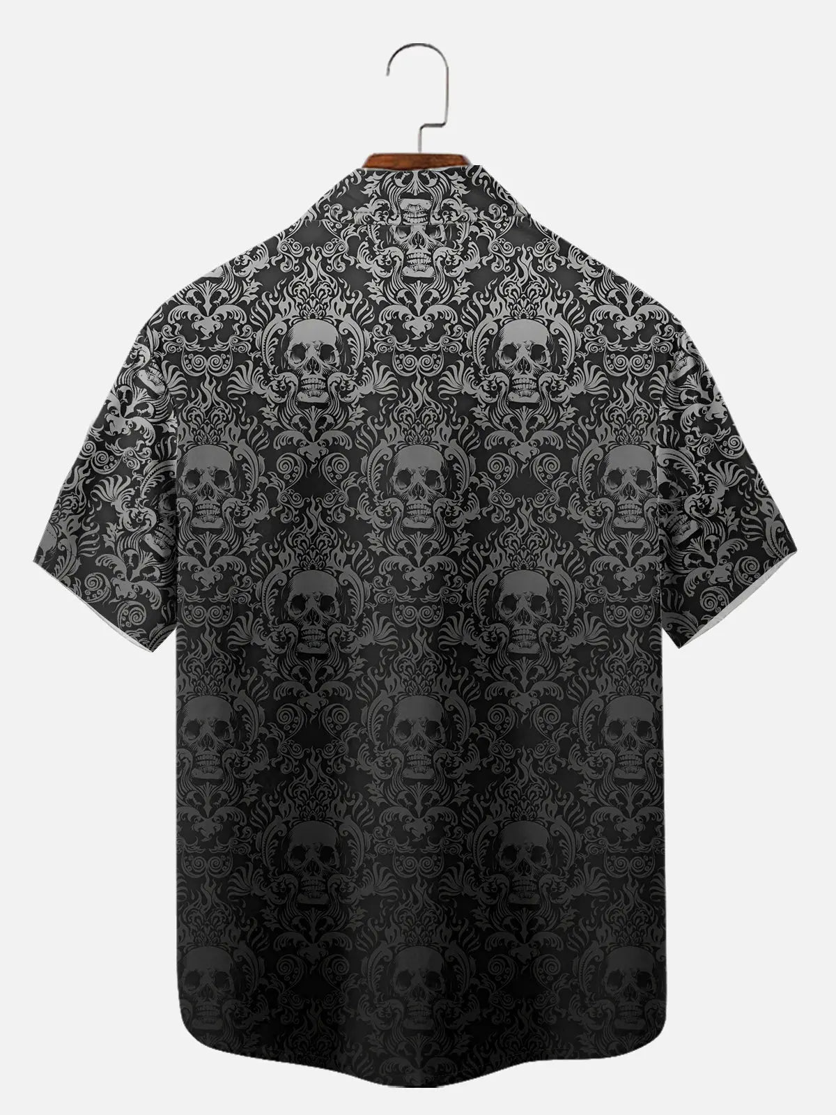 Tall Men's Gothic Skull Pattern Short Sleeve Shirt ElevenOasis