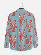 Men's Mardi Gras Lobster Print Long Sleeve Shirt Eleven Oasis