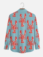 Men's Mardi Gras Lobster Print Long Sleeve Shirt Eleven Oasis