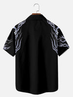 Tall Men's Flaming Skulls Halloween Short Sleeve Shirt Eleven Oasis