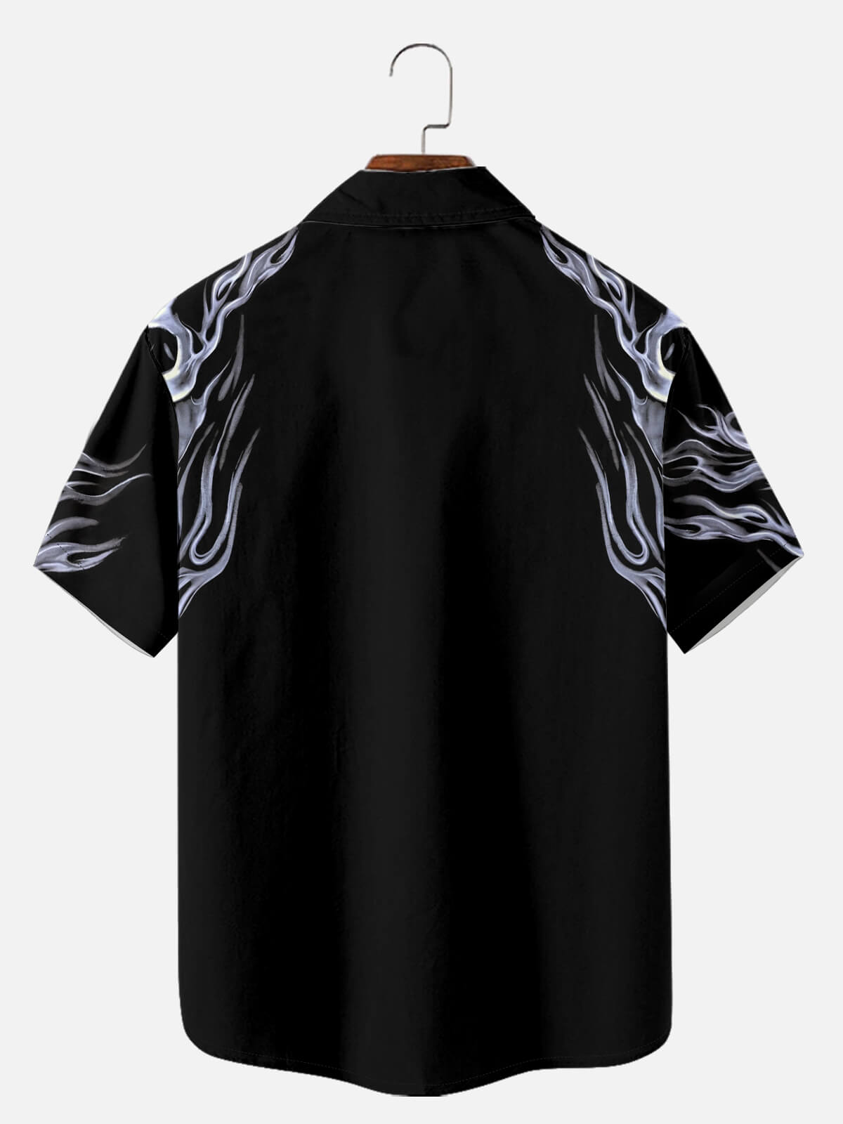 Tall Men's Flaming Skulls Halloween Short Sleeve Shirt Eleven Oasis