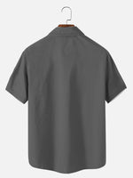Men's Basic 50s Style Bowling Short Sleeve Shirt ElevenOasis