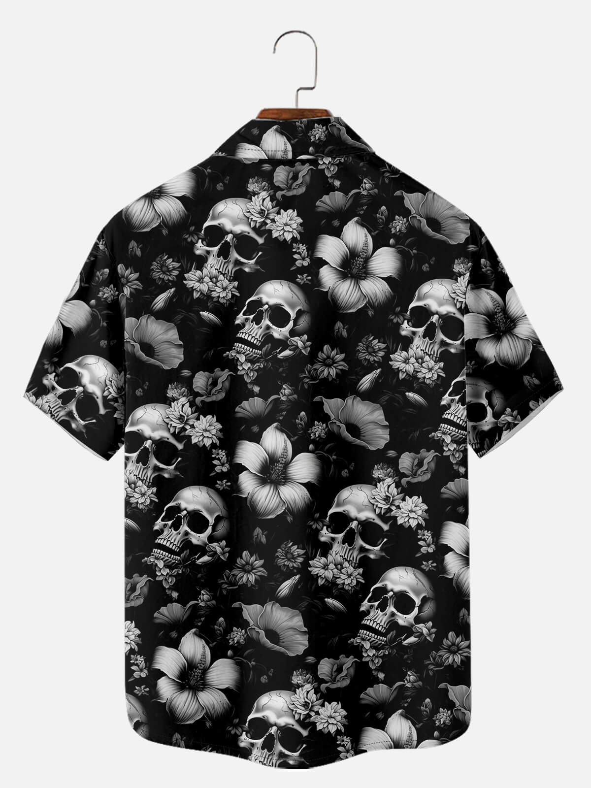 Men's Skull and Floral Print Short Sleeve Shirt Eleven Oasis