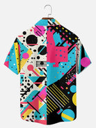 Men's Trapper Keeper Inspired Colorful  Geometric Shapes Short Sleeve Shirt ElevenOasis